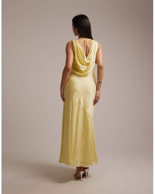 TFNC London White Bridesmaid Satin Cowl Front And Back Maxi Dress
