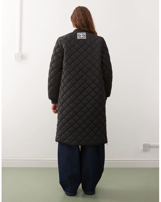 Noisy May Black Longline Quilted Jacket