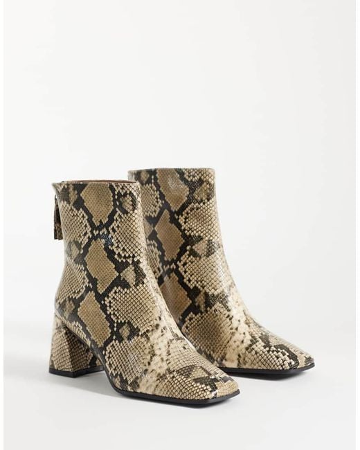 ASOS Natural Wide Fit Rafe Block Heel Ankle Boots