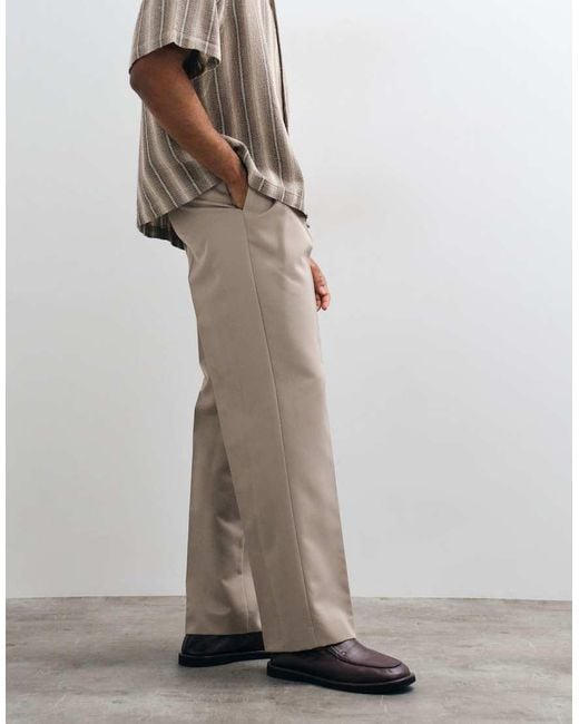 ASOS Gray Smart Double Pleated Wide Leg Trousers for men