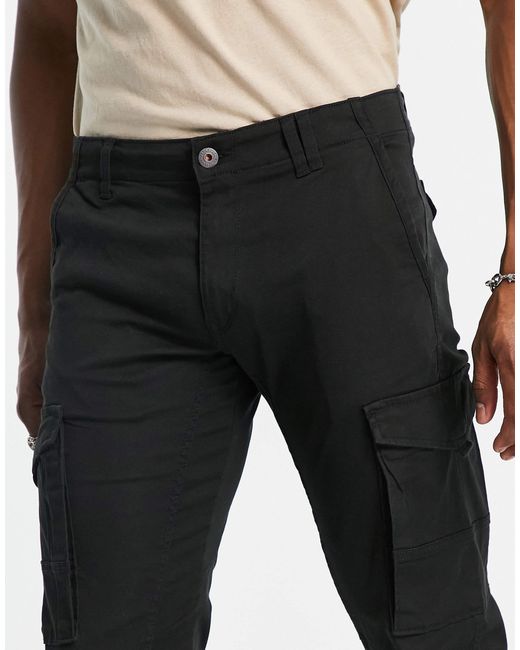 Jack & Jones Black Intelligence Cuffed Cargo Trouser for men