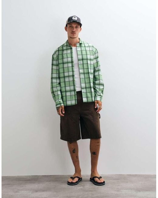 ASOS Green Oversized Check Shirt for men