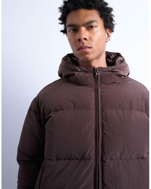 Topman Purple Textured Puffer Jacket for men