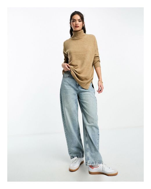 French Connection White Oversized Roll Neck Jumper With Ribbed Arm Detail