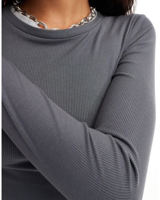 The Kript Gray Long Sleeve Double Layer Top