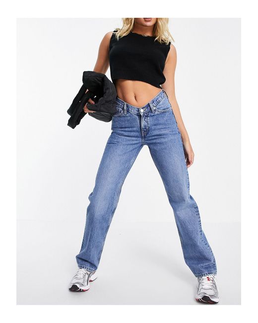 V Front Straight Leg Jeans 