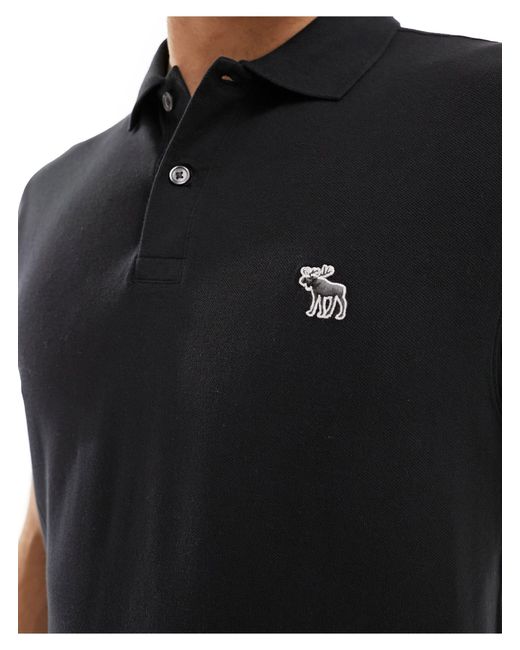 Polo con logo en relieve Abercrombie & Fitch de hombre de color Black