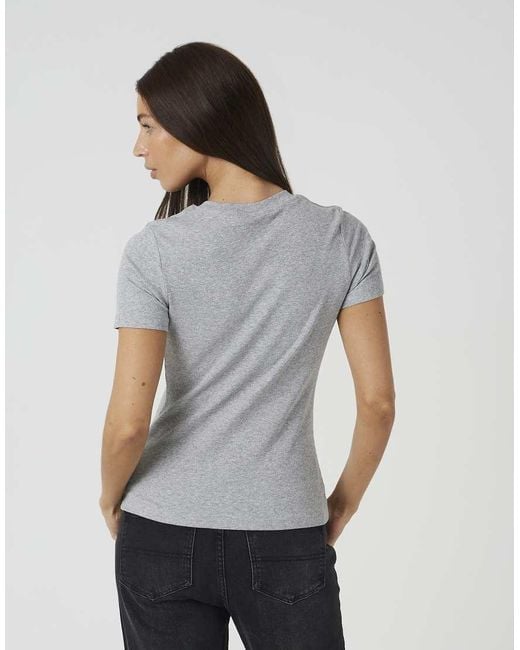 Brave Soul Gray Cotton Rich Short Sleeve Button Down Top