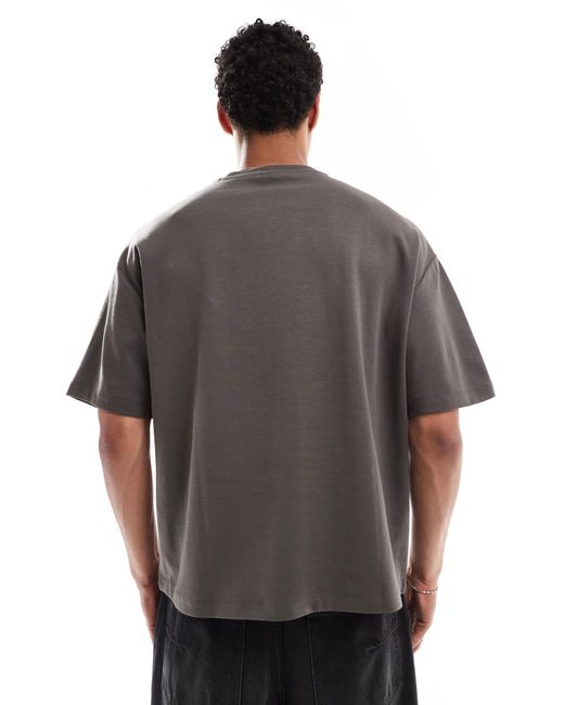 T-shirt coupe carrée en maille interlock Pull&Bear pour homme en coloris Gray