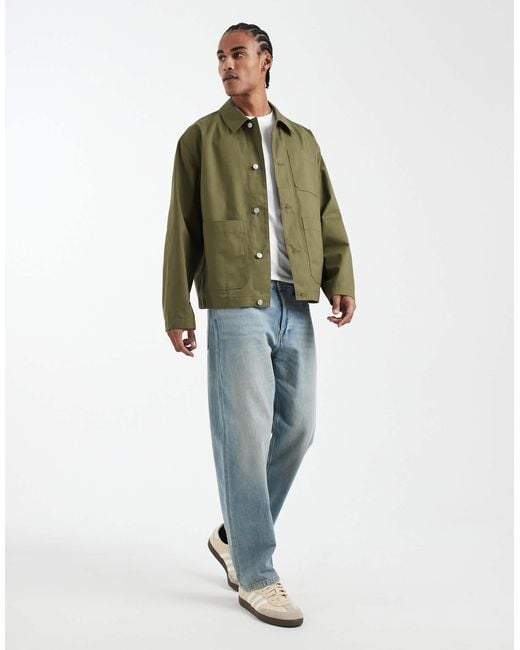 ASOS Green Oversized Worker Jacket for men