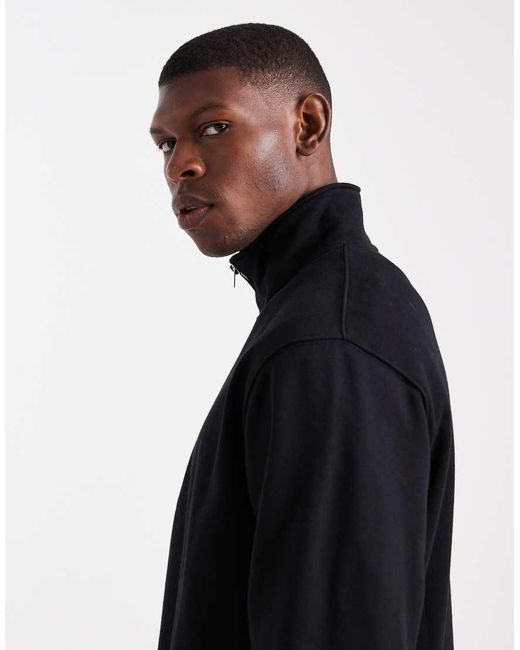 Felpa Oversize Nera Con Zip Corta di Jack & Jones in Black da Uomo