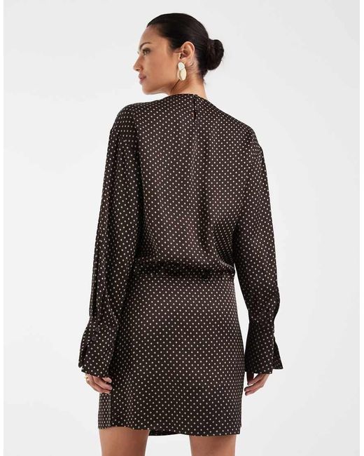 & Other Stories White Long Sleeve Mini Dress With Asymmetric Wrap Skirt Detail