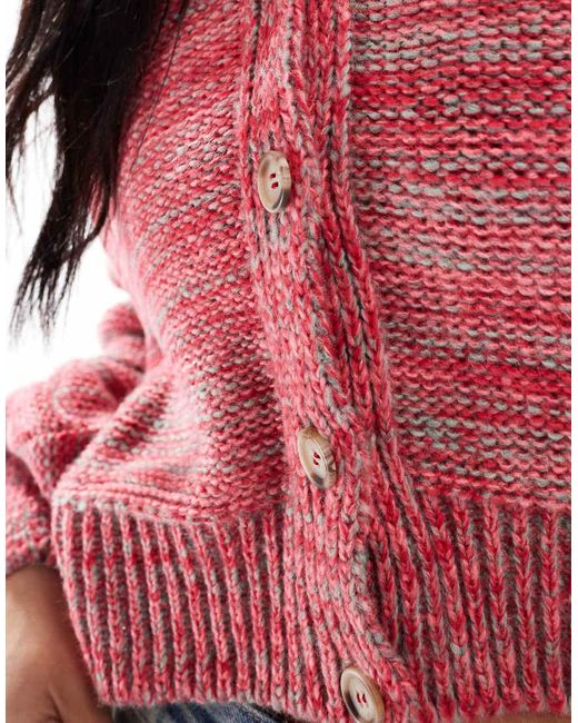 Cárdigan Con Cuello De Pico De Punto De Hilo Retorcido De ASOS de color Red