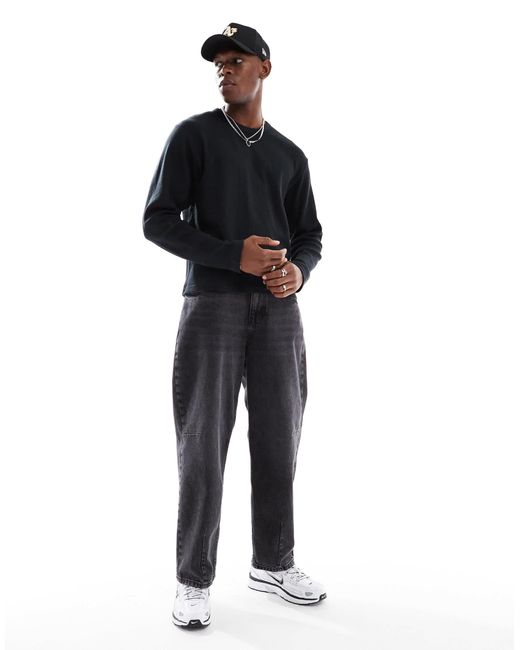 T-shirt gaufré à manches longues Cotton On pour homme en coloris Black