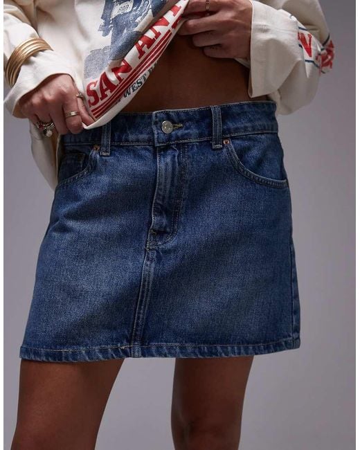 Minifalda Muy Corta Vaquera Medio De TOPSHOP de color Blue