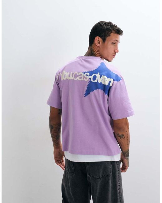 ASOS Purple Boxy Relaxed T-shirt With Star Graphic for men