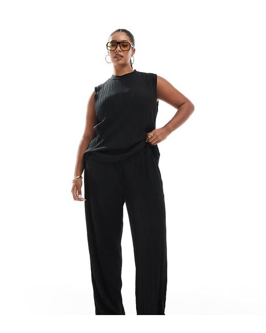 Vero Moda Black Plisse Trouser Co-ord