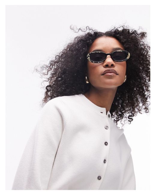 TOPSHOP White Meadow Oval Sunglasses