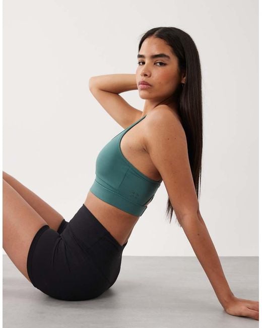 4505 Green Active High Support Sports Bra With Removable Padding And Adjustable Straps