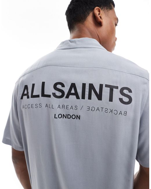 AllSaints Gray Access Underground Short Sleeve Shirt for men