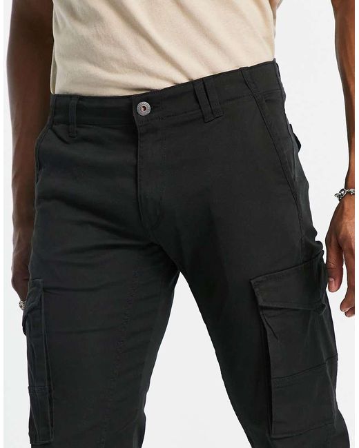 Jack & Jones Black Intelligence Cuffed Cargo Trouser for men