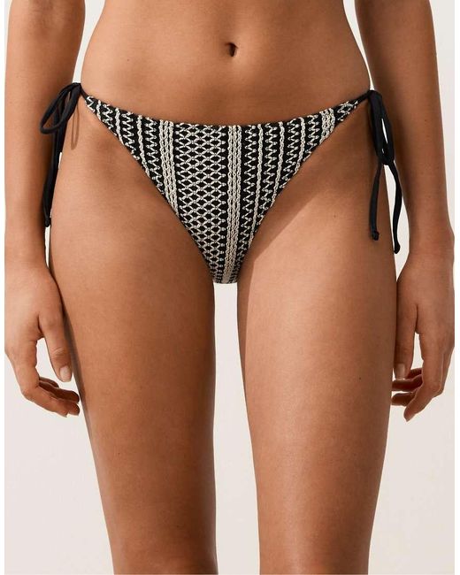 Oysho Brown Medium-coverage Crochet Bikini Briefs