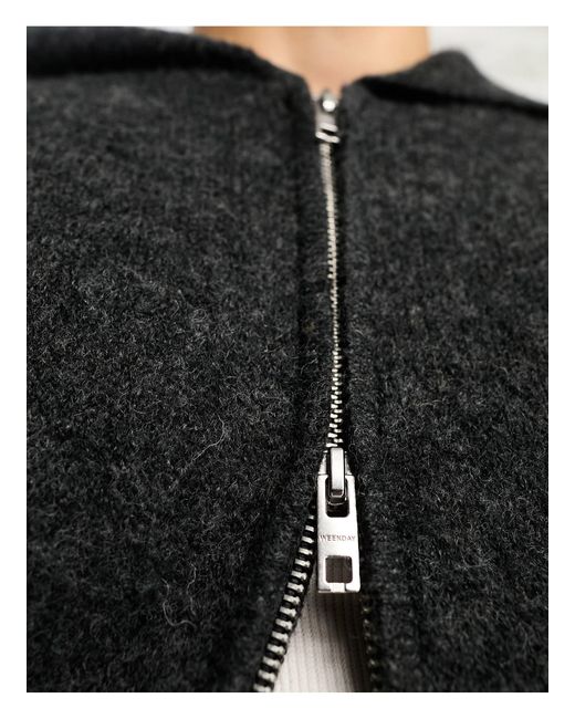 Logan - gilet zippé oversize à capuche - foncé Weekday pour homme en coloris Black