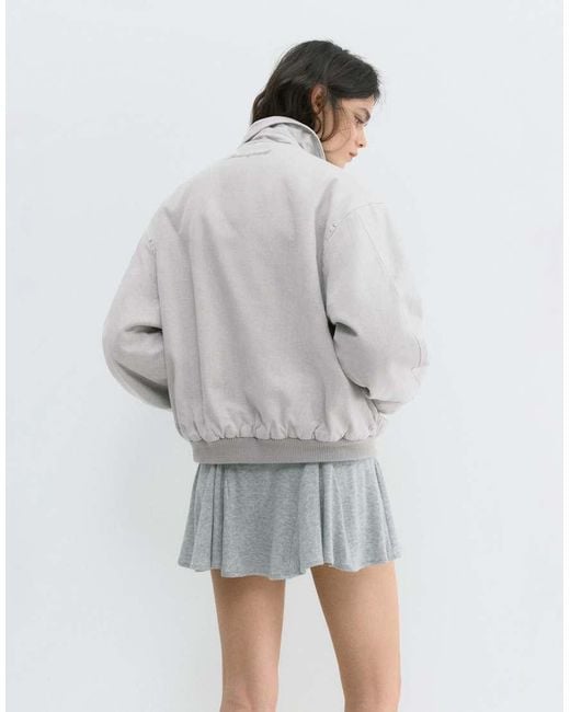 Pull&Bear Gray Embroidered Patch Jacket