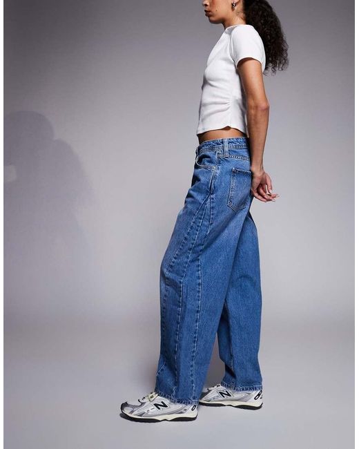 River Island Blue Seamed Barrel Jean