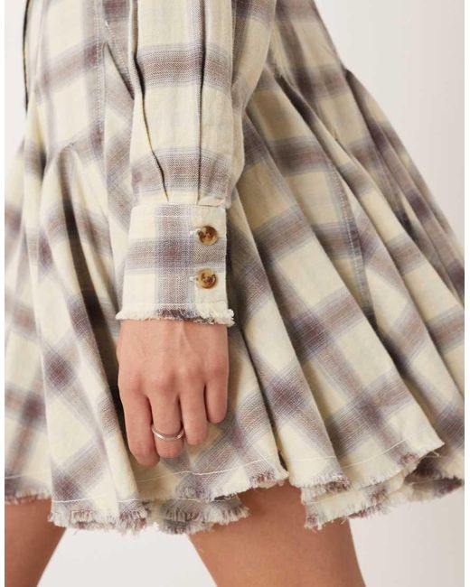 ASOS Natural Mini Shirt Dress With Nipped