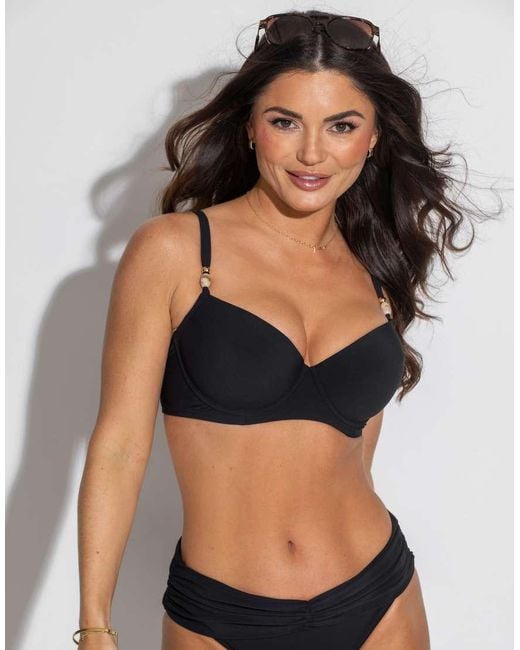Pour Moi Black Tulum Luxe Matte Padded Underwired Bikini Top