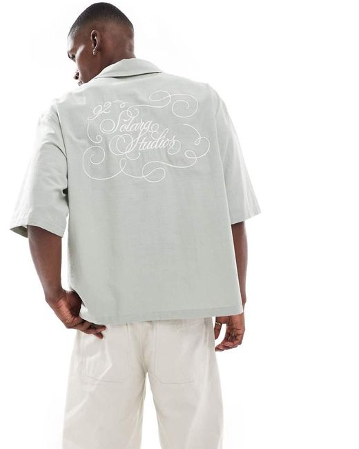 ASOS Oversized Overhemd Met Halflange Mouwen En Print Op De Achterkant in het Gray voor heren
