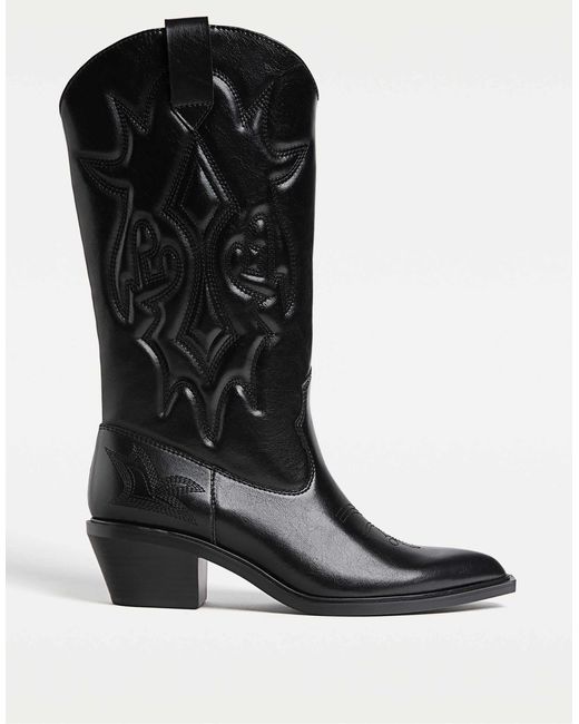 Stradivarius Black – cowboystiefel