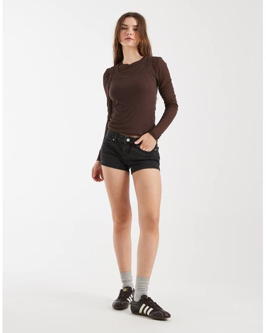 Cotton On Brown Micro Low Rise Denim Mini Skirt