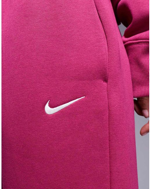 Nike Pink Phoenix Fleece High Waisted Oversized Cuffed Joggers
