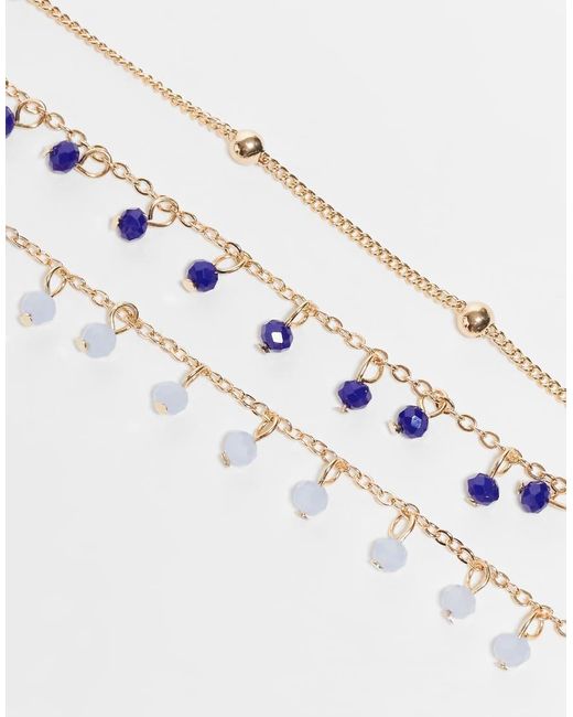 ASOS White Beaded Pack Of 3 Anklets