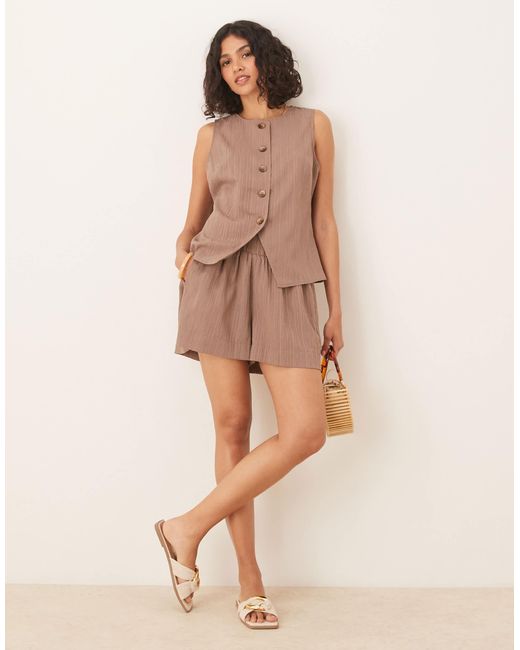 ASOS Natural Crinkle Pull On Shorts Co-ord