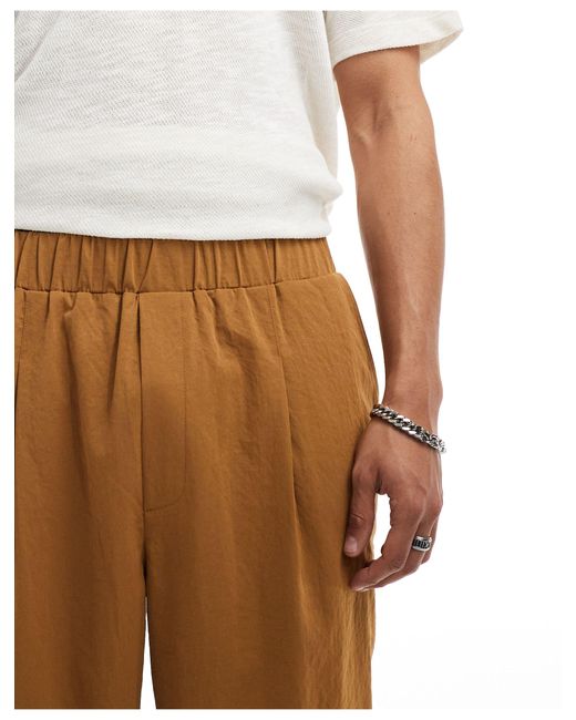 Pantalon court large décontracté à enfiler - marron Reclaimed (vintage) pour homme en coloris White