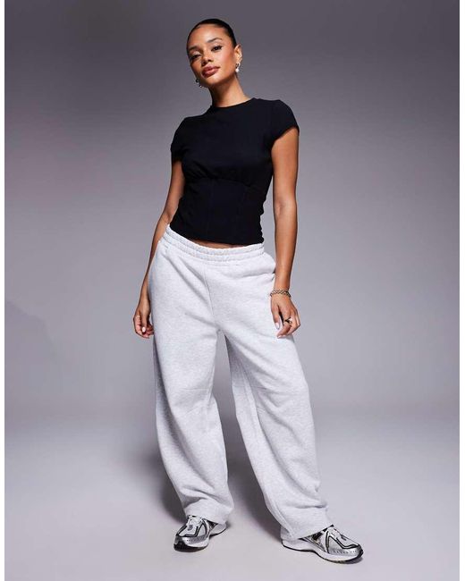 ASOS Black Fine Rib Short Sleeve Top With Corset Waist