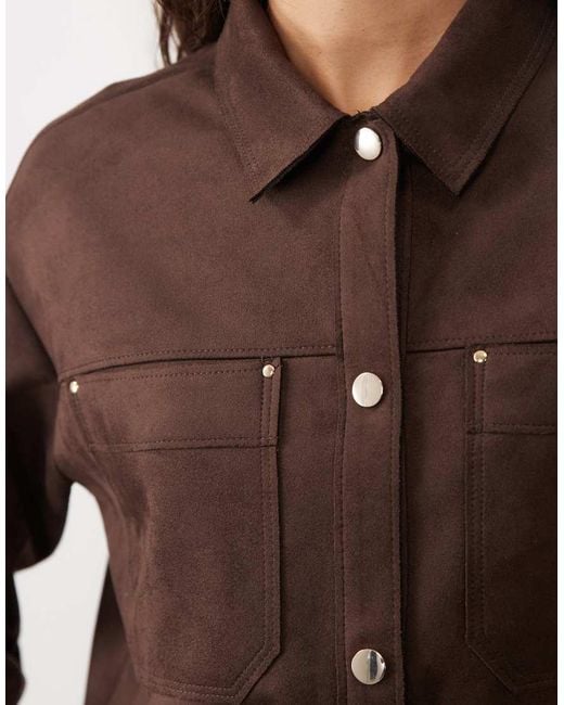Jdy Brown Faux Suede Overshirt