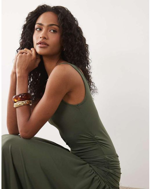 ASOS Green Scoop Vest Maxi Dress With Drop Waist