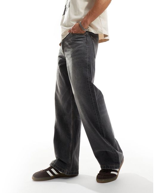Jeans larghi con fondo ampio lavaggio di ASOS in Gray da Uomo