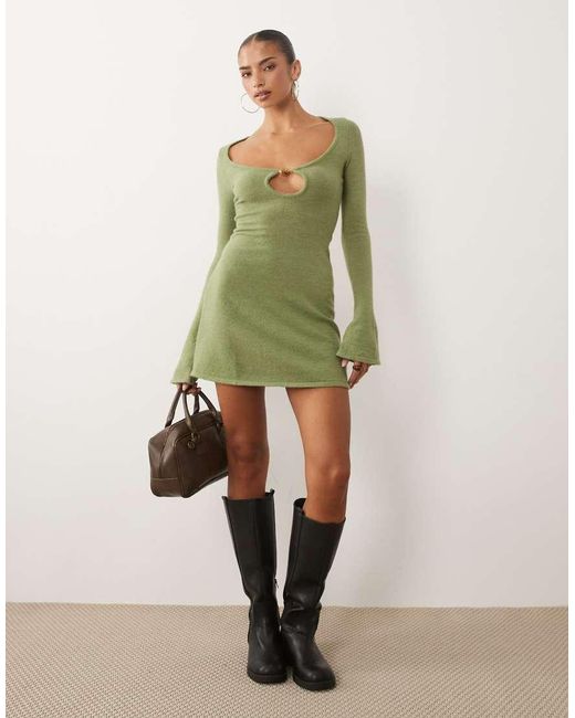 Motel Green Kodia Scoop Neck Shell Knit Mini Dress