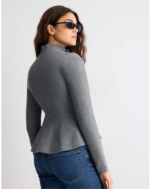 Stradivarius Blue Peplum Knit Sweater