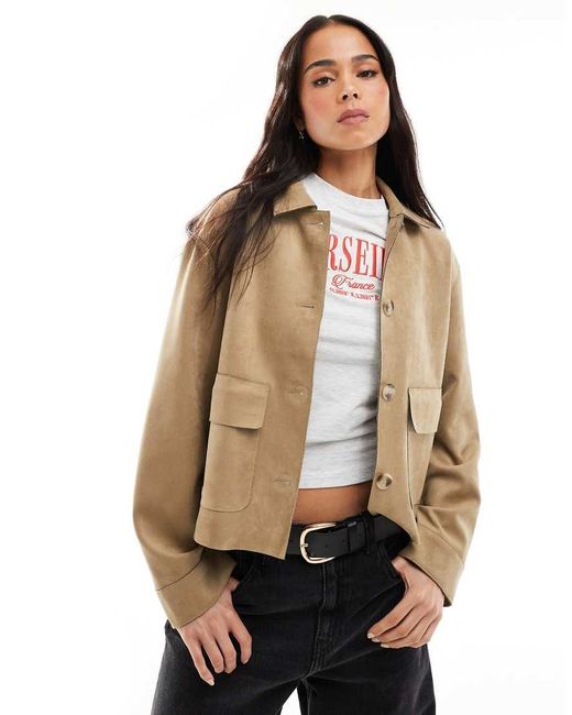 Stradivarius Blue Faux Suede Jacket