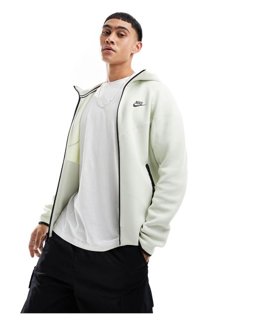 Sudadera hueso con capucha y cremallera tech fleece Nike de hombre de color White