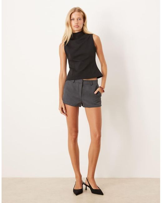 ASOS Black Interlock Grown On Neck Top