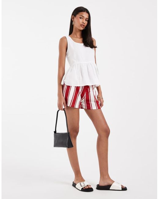 ONLY White Sleeveless Peplum Cheesecloth Top