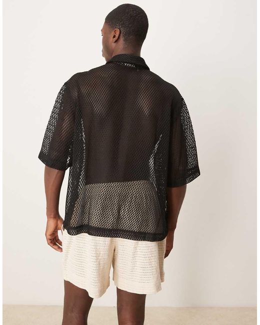 Camicia Oversize Squadrata Nera di ASOS in Black da Uomo