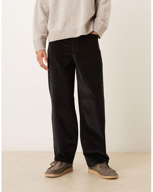 Pantalon droit ample en velours côtelé ASOS pour homme en coloris Black